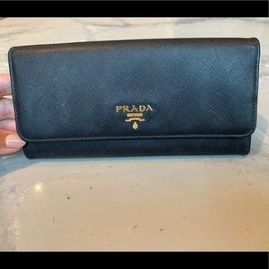 Prada Saffiano Leather Flap Continental Wallet